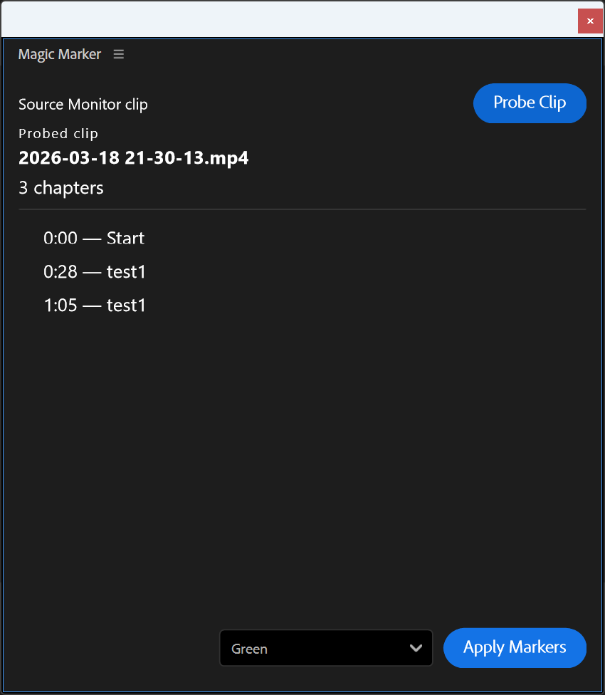 Step 4: Once probing is complete, you'll see a list of all detected markers with their timecodes